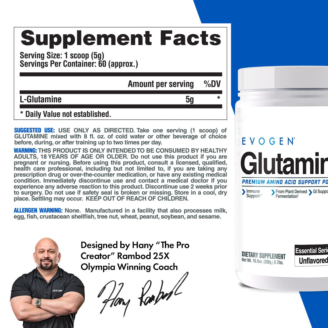 Evogen Glutamine – supplement facts