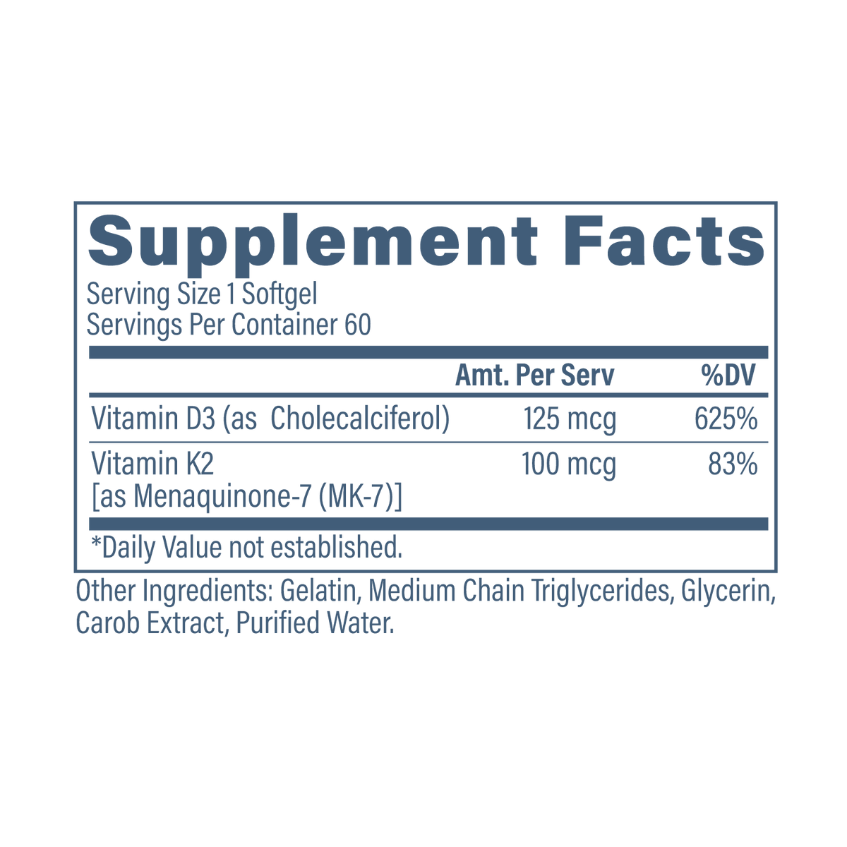 Revive MD Vitamin K2 en D3 - Supplement Facts
